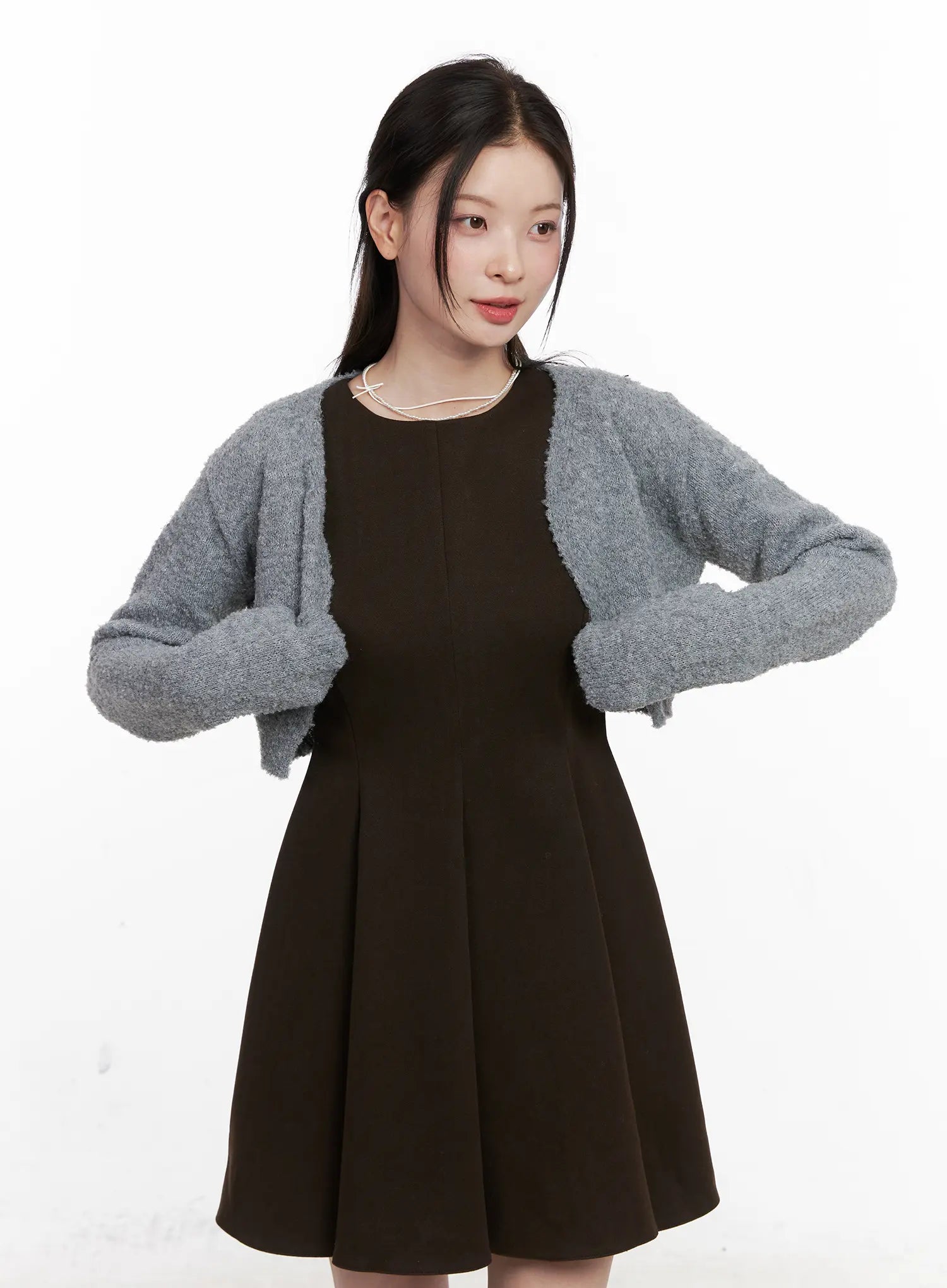 boucle-bolero-cardigan-cn504 / Gray