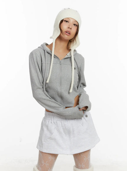 cut-out-cropped-zip-up-hoodie-cd515 / Gray