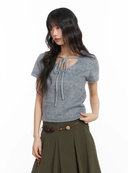 ribbon-knit-tee-cd531 / Gray