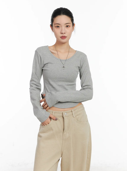 soft-ribbed-long-sleeve-tee-cd508 / Gray
