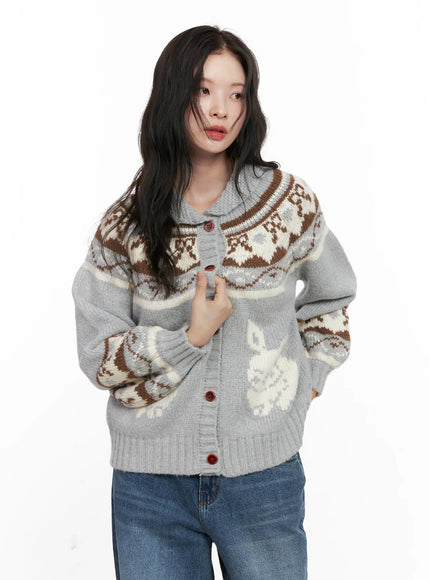 nordic-chunky-knit-cardigan-co530 / Gray