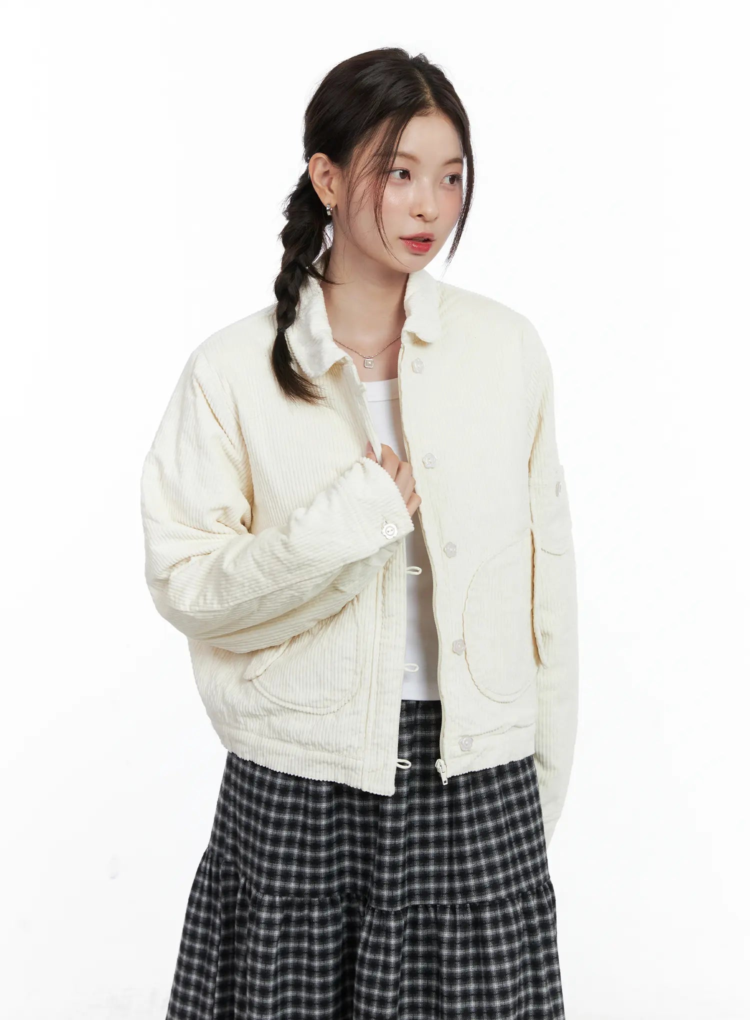 collared-corduroy-jacket-cn519 / Light beige