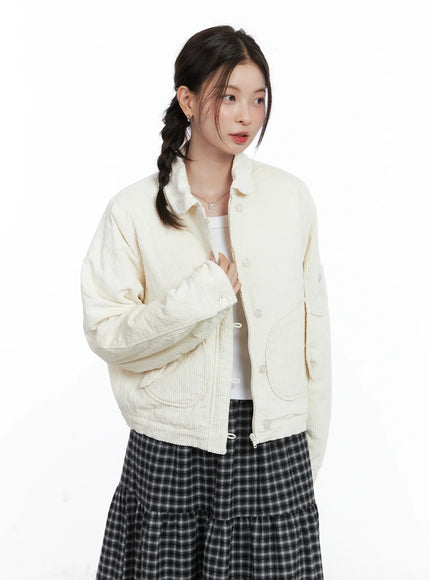 collared-corduroy-jacket-cn519 / Light beige