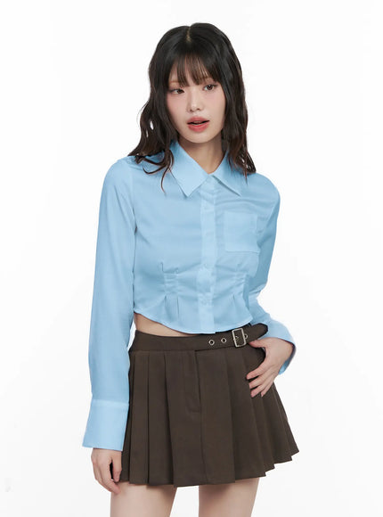pintuck-cropped-shirt-cn510 / Light blue