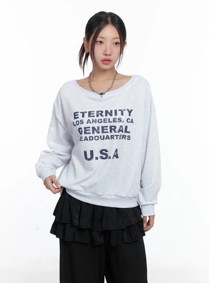 98 Graphic Off-Shoulder Sweatshirt CS502