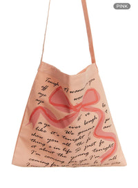 ribbon-lettering-cotton-tote-bag-iu419 / Pink