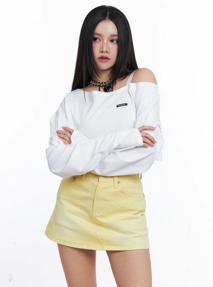 Asymmetrical Off-Shoulder Crop Top CS525