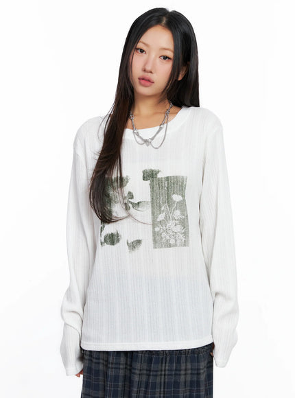oversized-ribbed-knit-long-sleeve-top-co515 / White