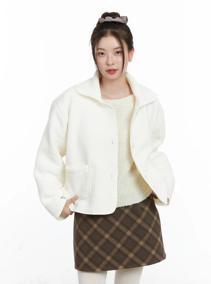 oversized-button-up-fleece-jacket-cn518 / White