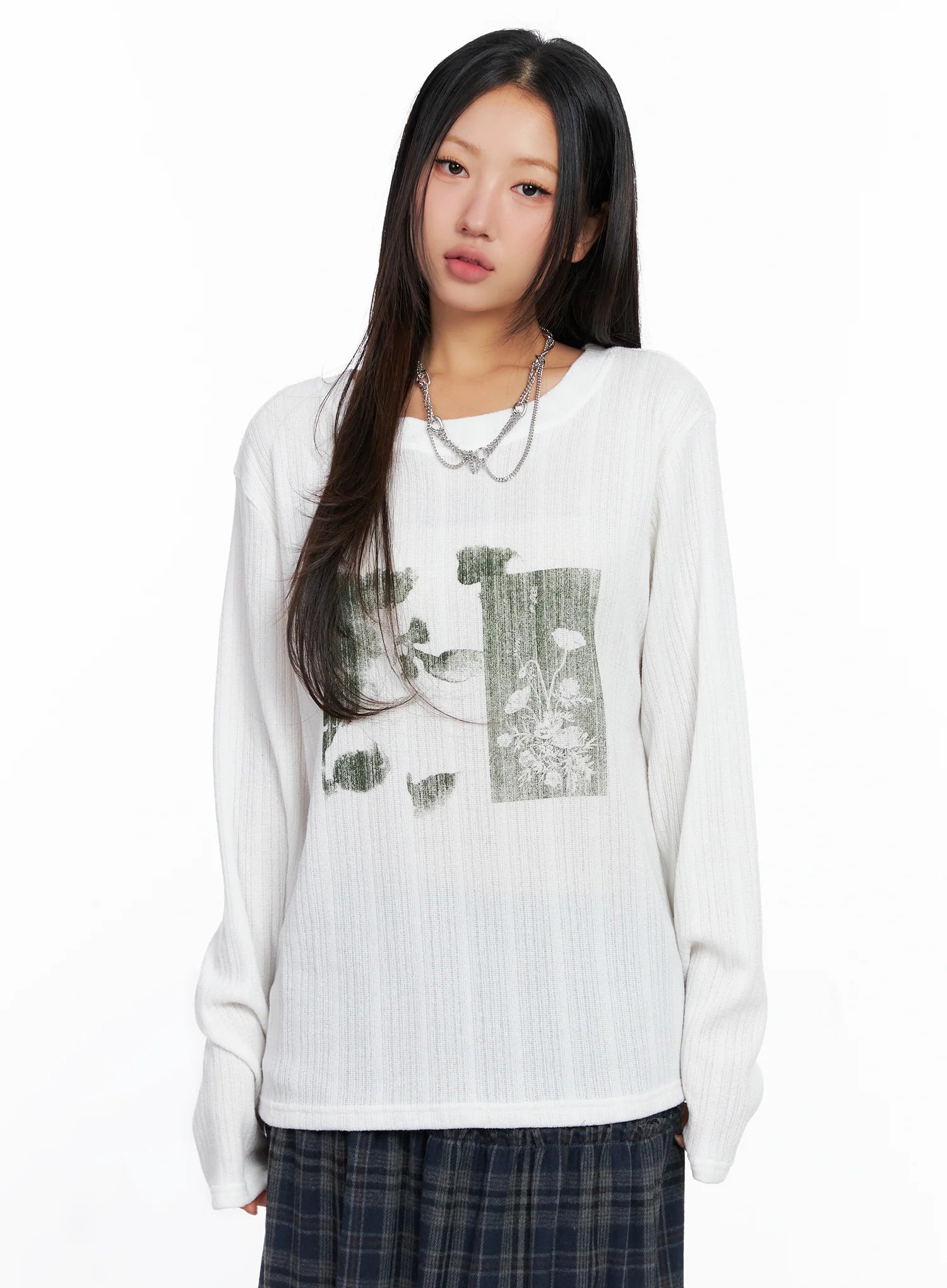 oversized-ribbed-knit-long-sleeve-top-co515 / White