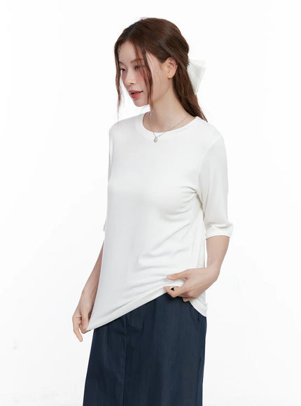 essential-round-neck-mid-sleeve-shirt-cg521 / White