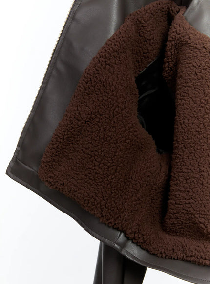 Cropped Faux Leather Jacket CN514