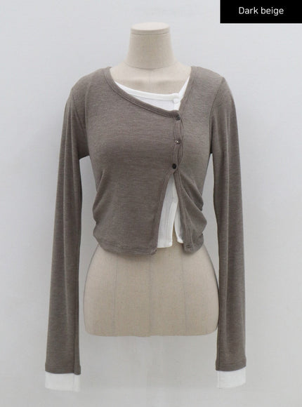 Layered Side Button Cardigan CG10
