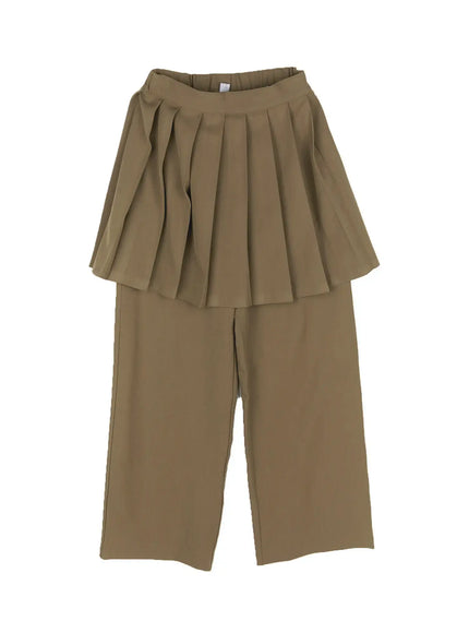 pleated-wrap-skirt-pants-cg515 / Dark brown