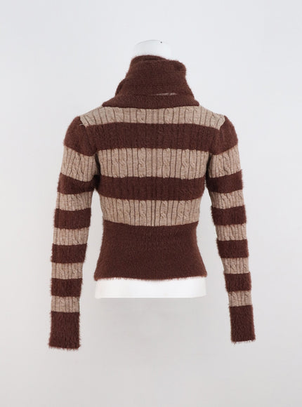 stripe-v-neck-sweater-with-scarf-cn317