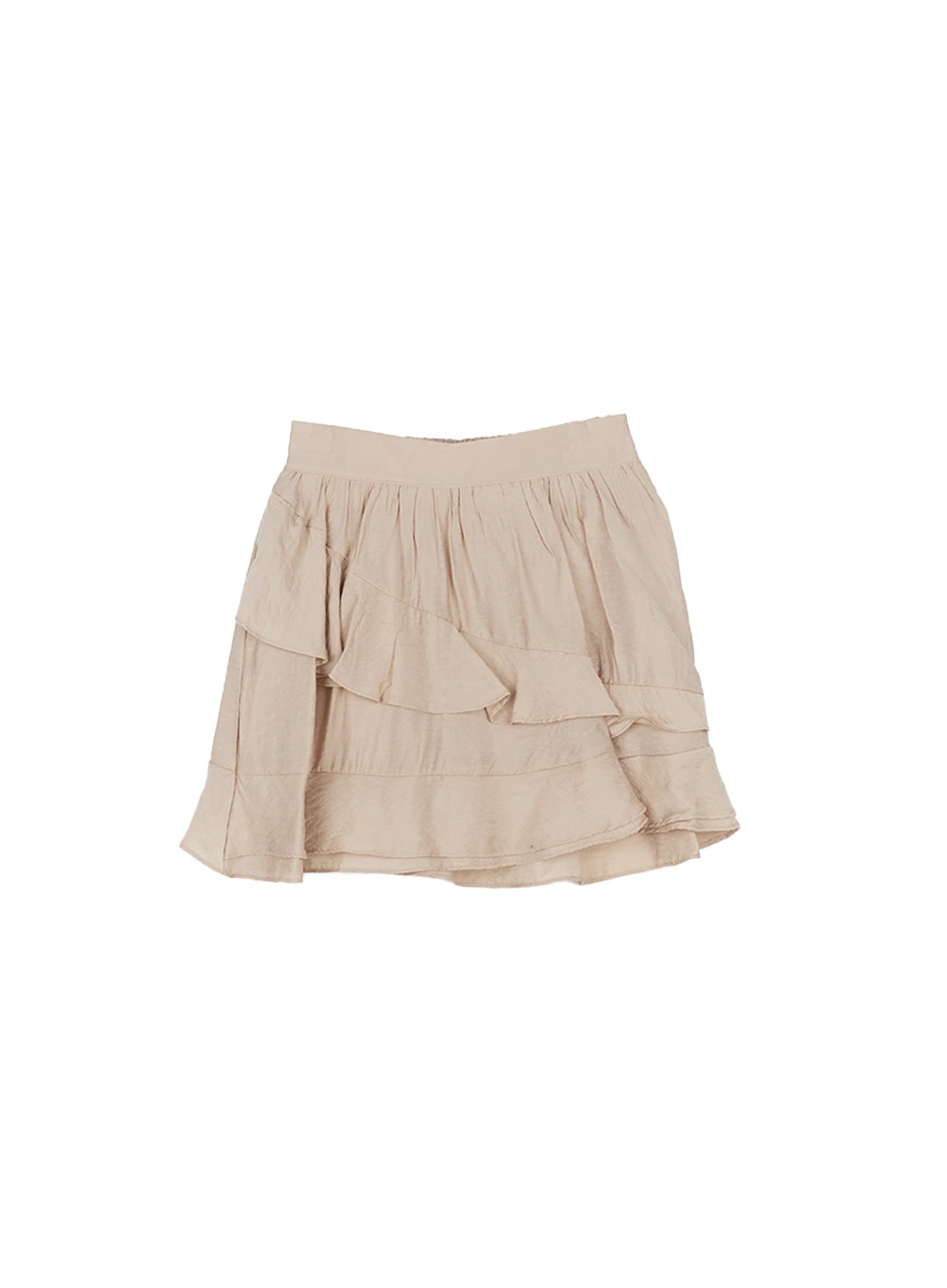 asymmetric-frill-flair-mini-skirt-cy526 / Beige