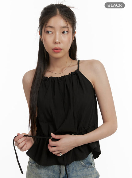 rib-drawstring-cami-top-oa429 / Black