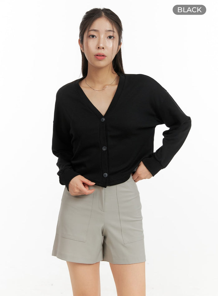 buttoned-crop-cardigan-oa429 / Black