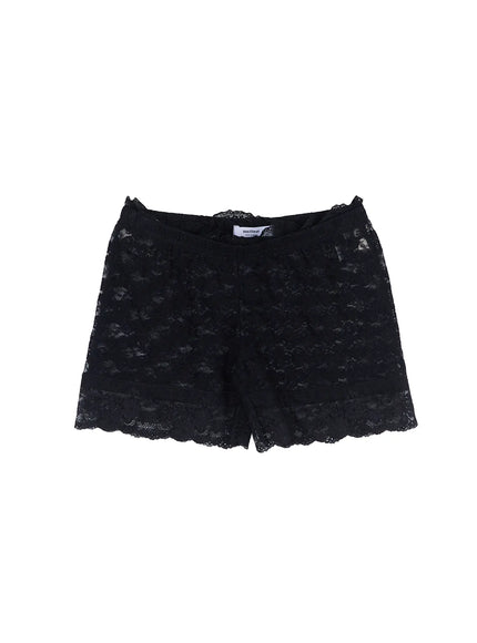 sheer-lace-layered-shorts-cl518 / Black