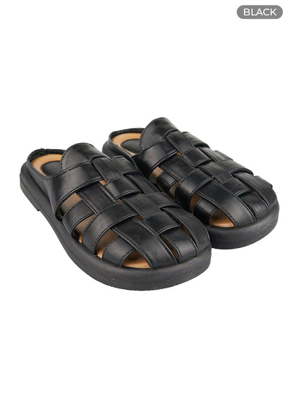 summer-woven-slides-ou413 / Black