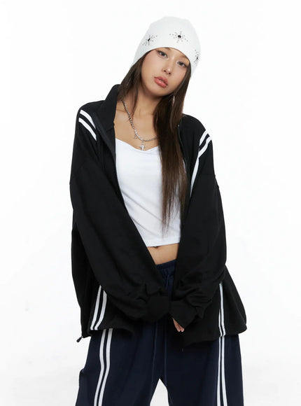 casual-striped-jogger-set-cs505 / Black