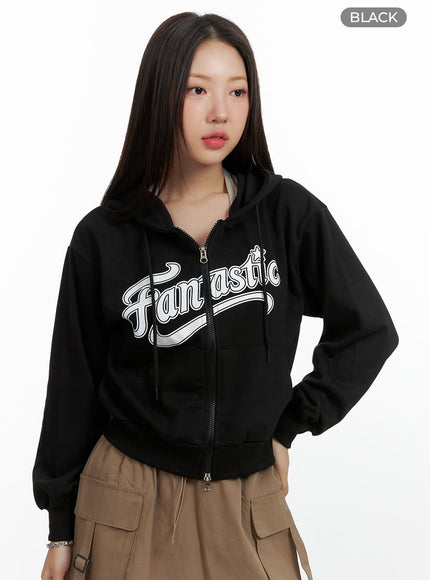 graphic-zip-up-hoodie-ol408 / Black