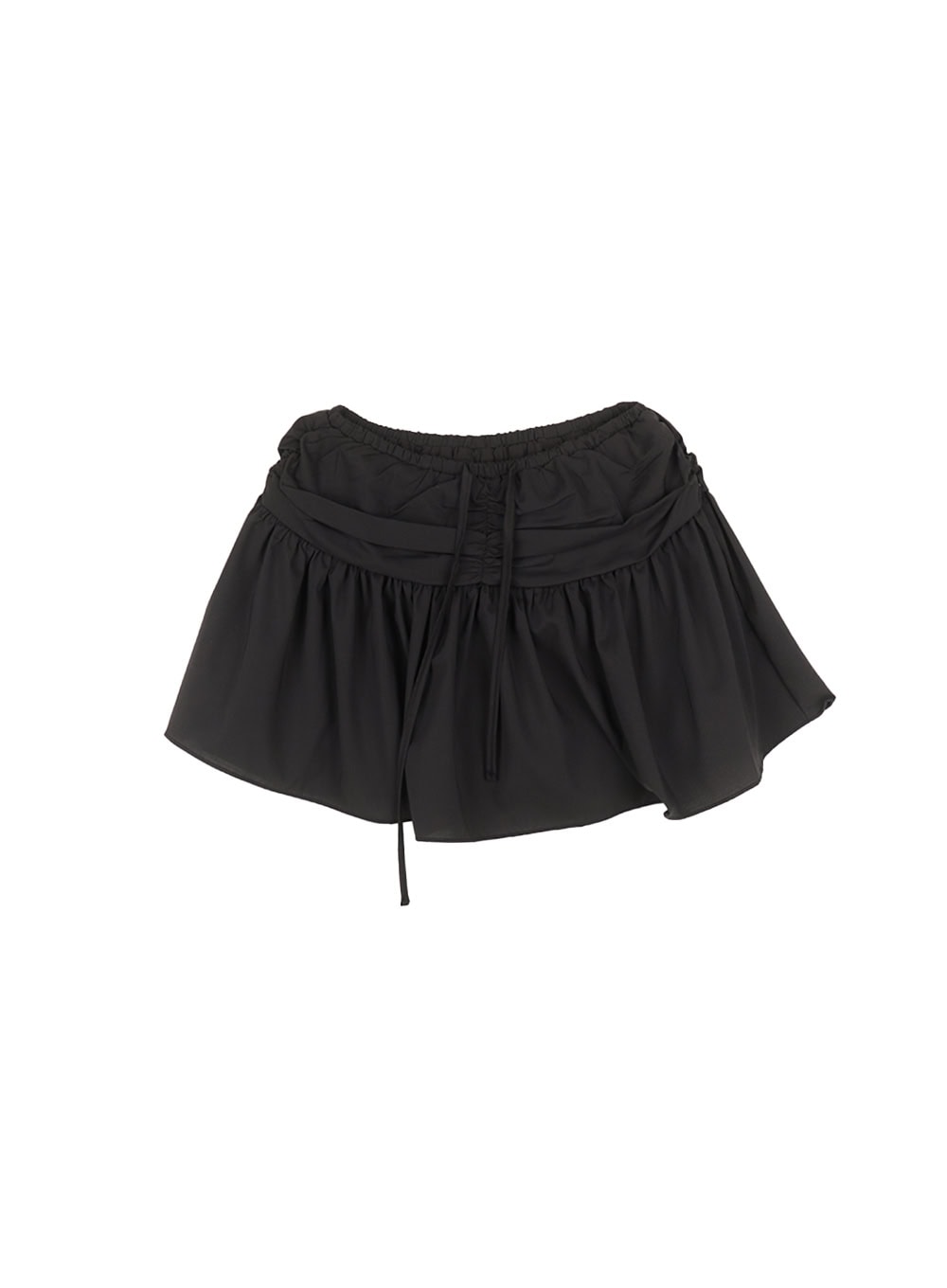 pleated-mini-skort-with-ribbon-shirring-ca523 / black