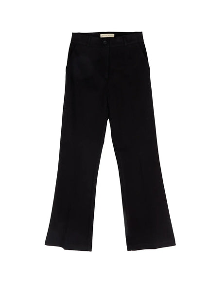 elastic-waist-straight-slacks-cj519 / Black