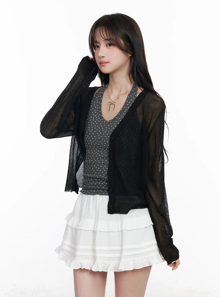 Sheer Button Up Cardigan CM527