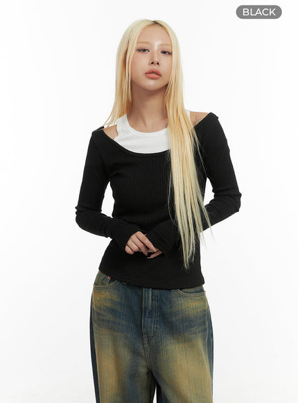 cozy-chic-long-sleeve-tee-co414 / Black