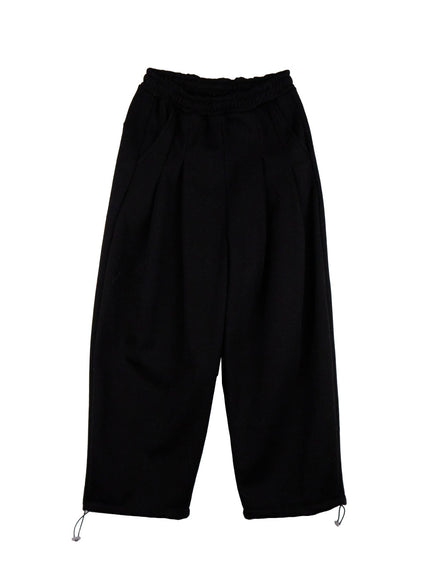 pintuck-oversized-wide-fit-sweatpants-cj507 / Black