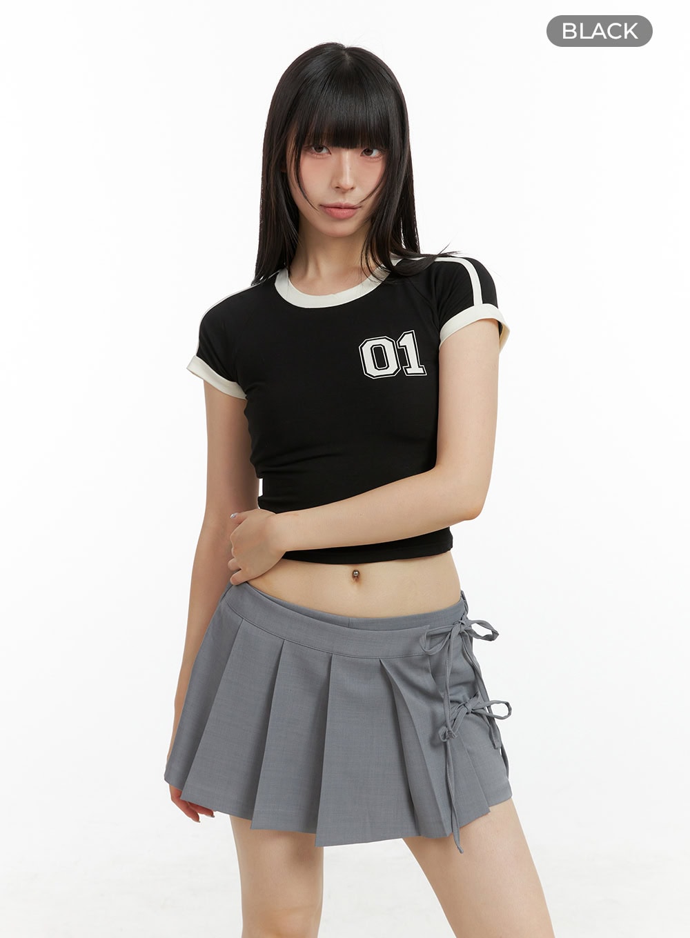 blokecore-raglan-crop-tee-cl422 / Black