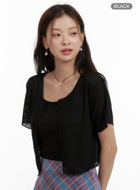 solid-summer-top-and-cardigan-ou413 / Black