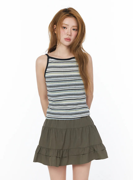 striped-knit-tank-top-cy505 / Black