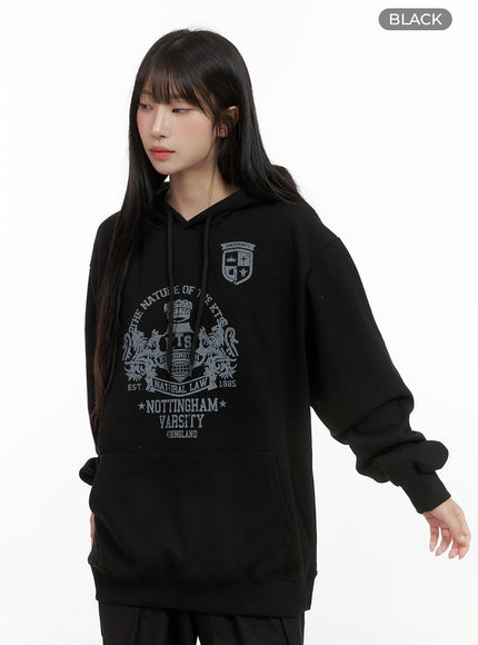 cotton-oversize-graphic-hoodie-cs403 / Black