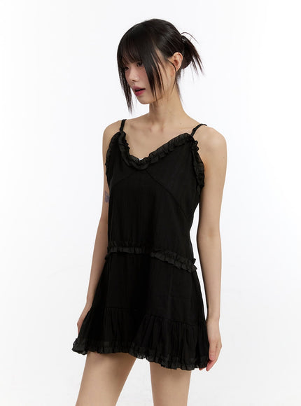 angel-frill-lace-cami-mini-dress-ca508 / Black
