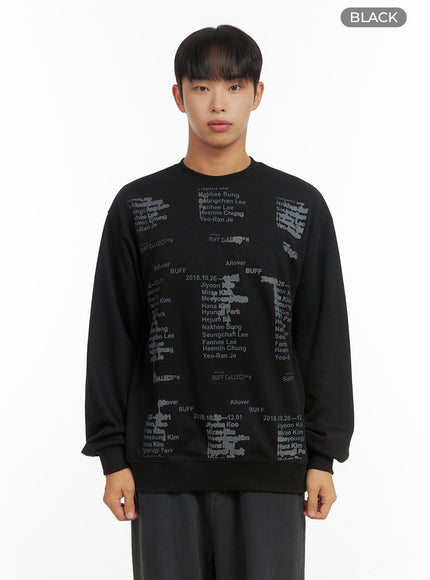 lettering-crew-neck-sweatshirt-co410 / Black