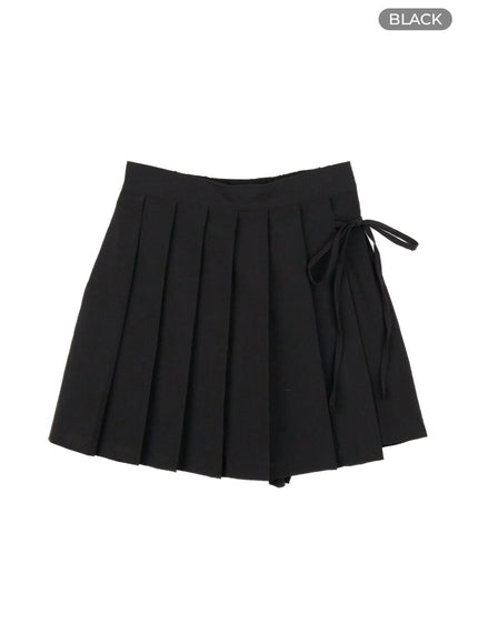 pleated-wrap-mini-skort-ol430 / Black