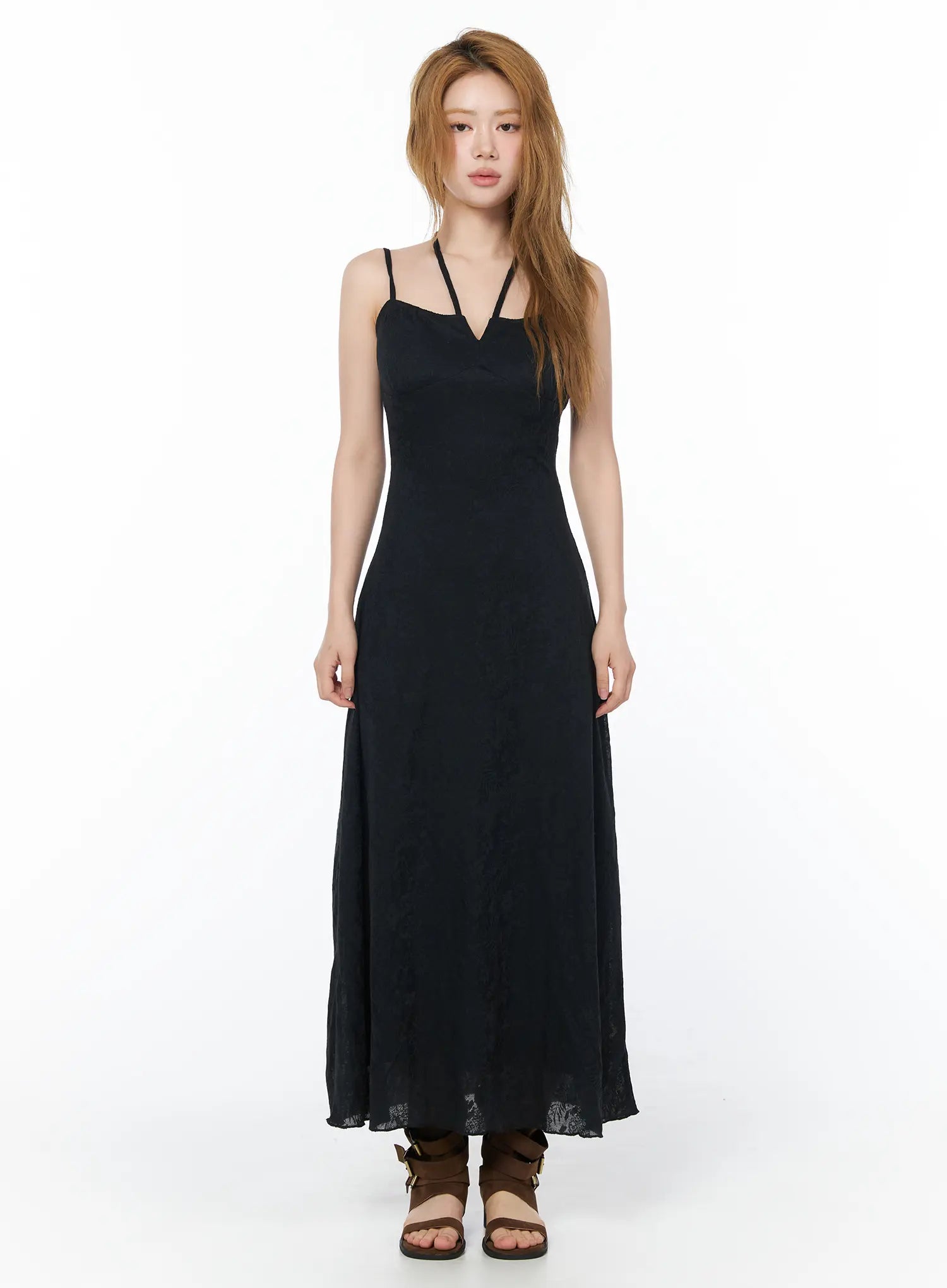 floral-maxi-dress-cy505 / Black