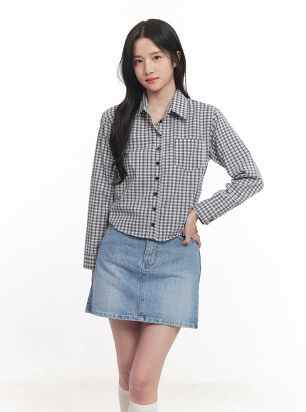 Picnic Checkered Crop Collared Shirt CA511