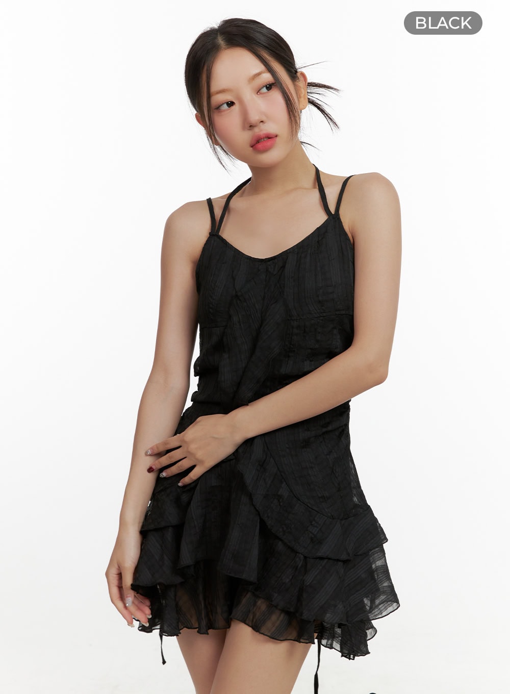 summer-ruffle-mini-dress-ou404 / Black