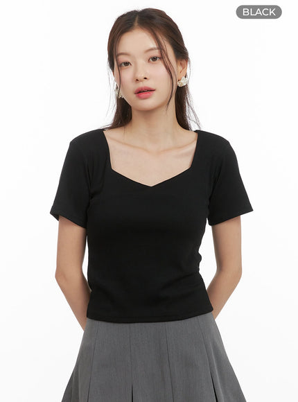 solid-square-sweetheart-top-oy421 / Black