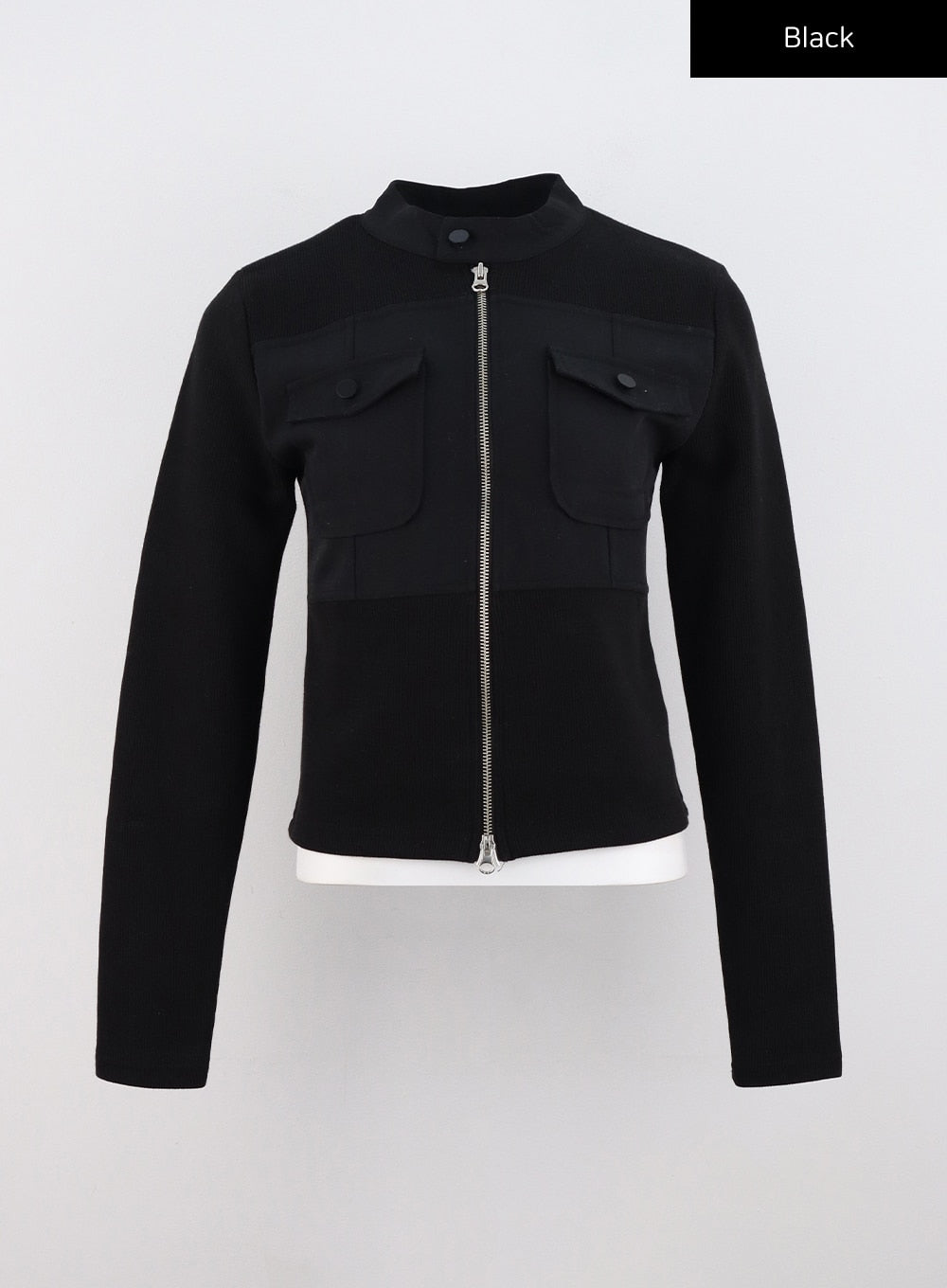two-way-pocket-zip-up-jacket-co325 / Black