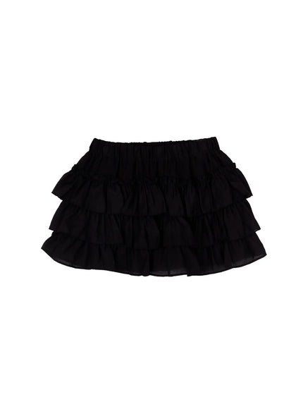 layered-ruffle-mini-skirt-ca516 / Black