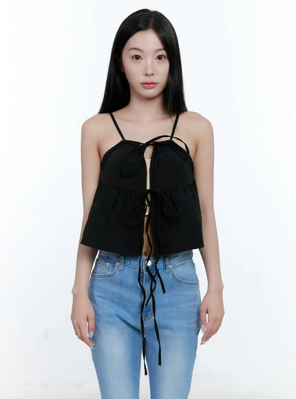 ribbon-tie-tank-top-cl530 / Black