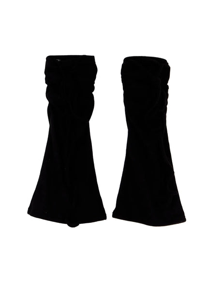 ruched-string-leg-warmers-cn521 / Black