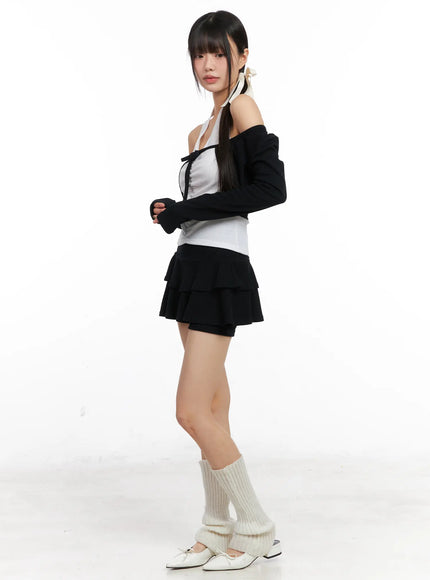 layered-halter-cardigan-cn520 / Black