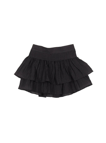 ruffle-tiered-mini-skirt-cy514 / Black
