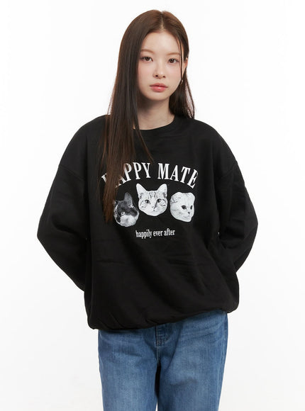 cozy-animal-printed-sweatshirt-od417 / Black