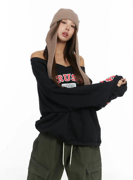 Off-Shoulder Oversized Sweatshirt CJ513